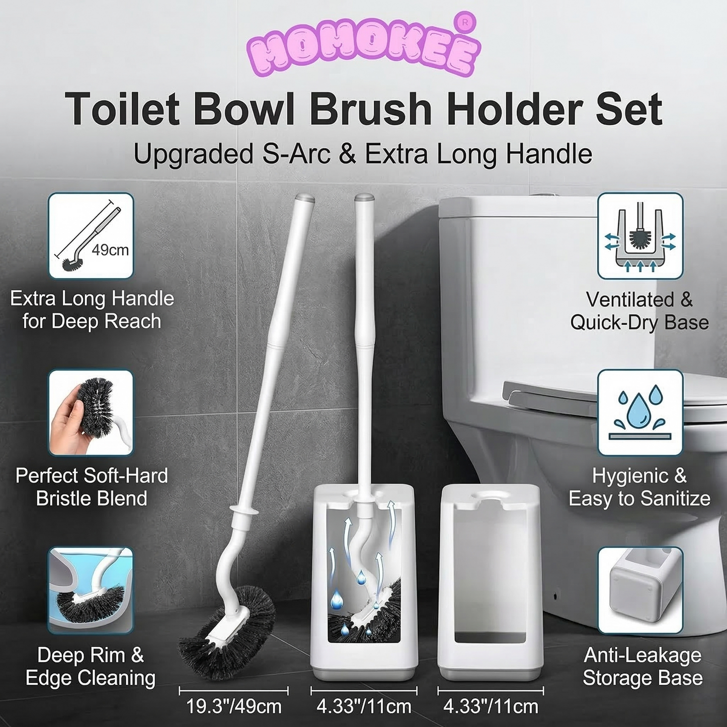 Momokee® Toilet Bowl Brush Holder Set
