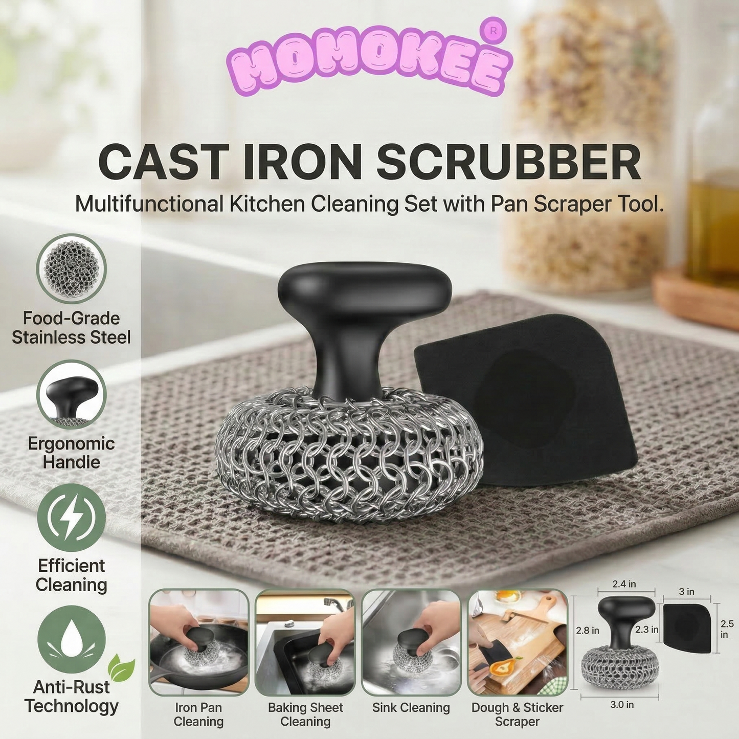 Momokee® Cast Iron Scrubber