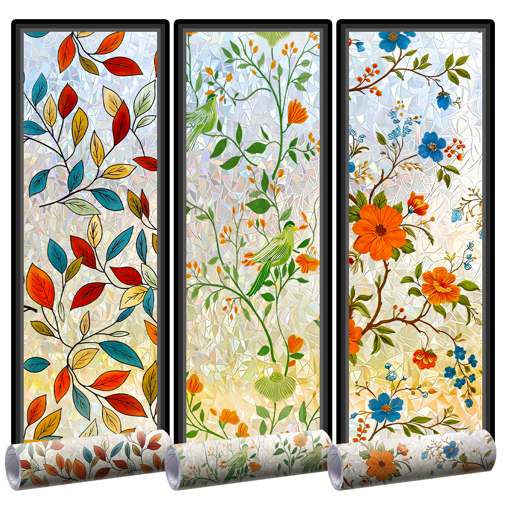 Momokee® Floral Glass 𝐑𝐚𝐢𝐧𝐛𝐨𝐰 Window Film