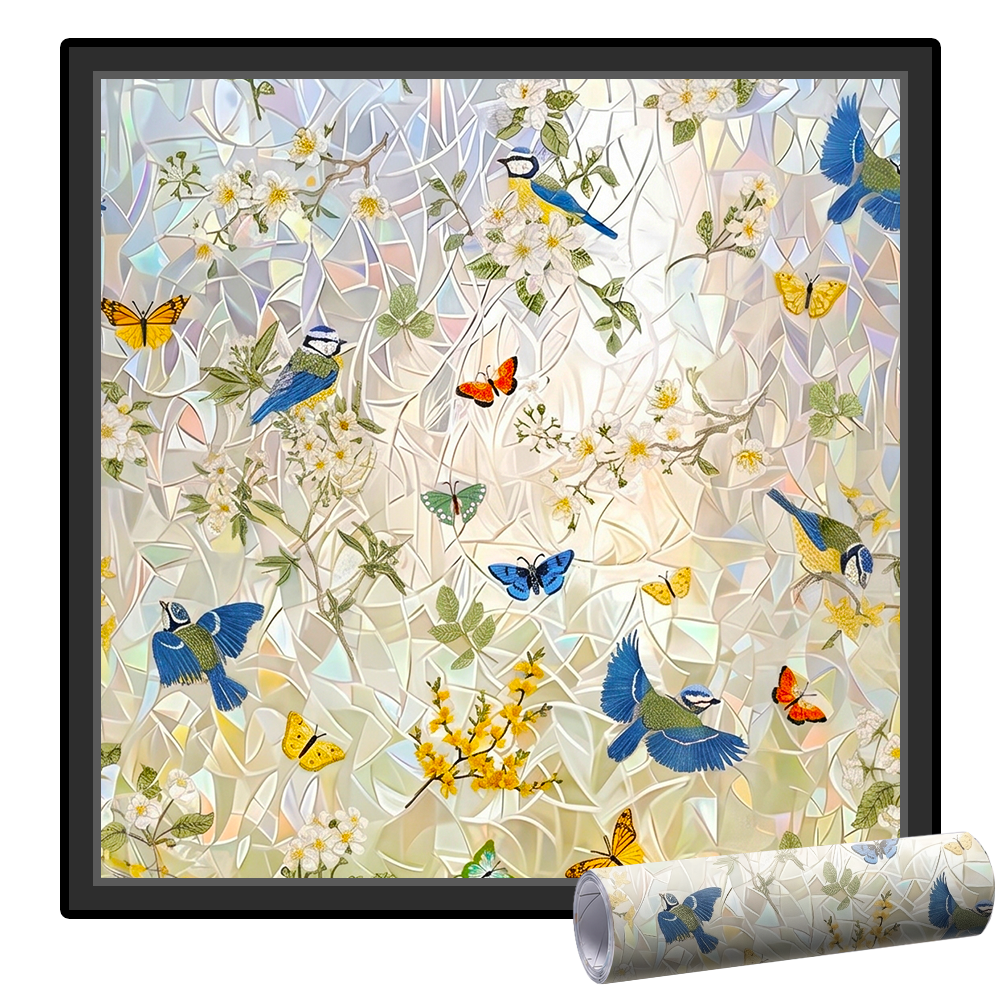 Momokee® Floral Glass Rainbow Window Film 17.5 x 47.2 Inch