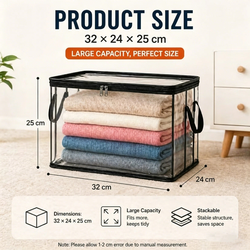 Momokee® Portable Large Heavy-Duty Thick Plastic Clear Storage Box
