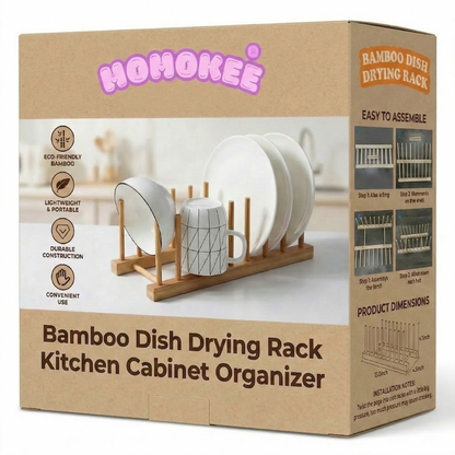 Momokee® Bamboo Dish Drying Rack Kitchen Cabinet Organizer