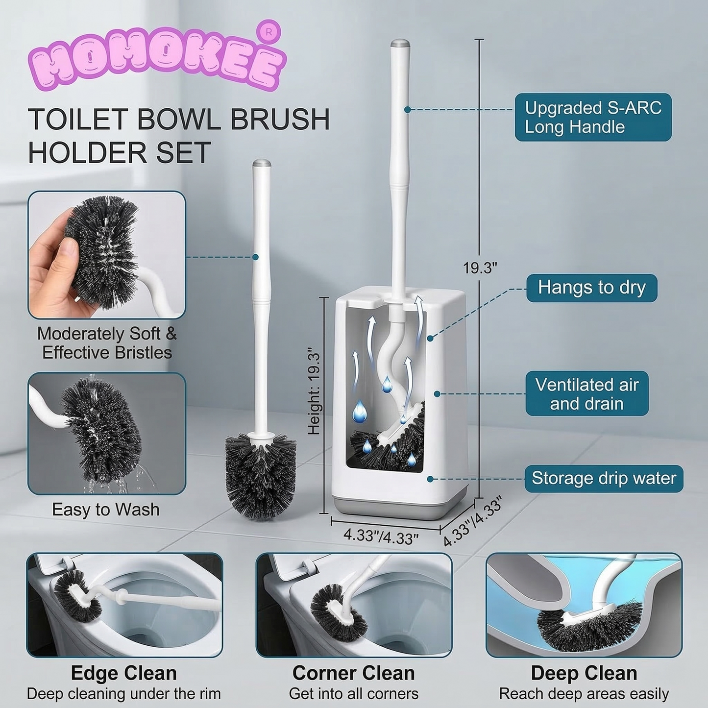 Momokee® Toilet Bowl Brush Holder Set