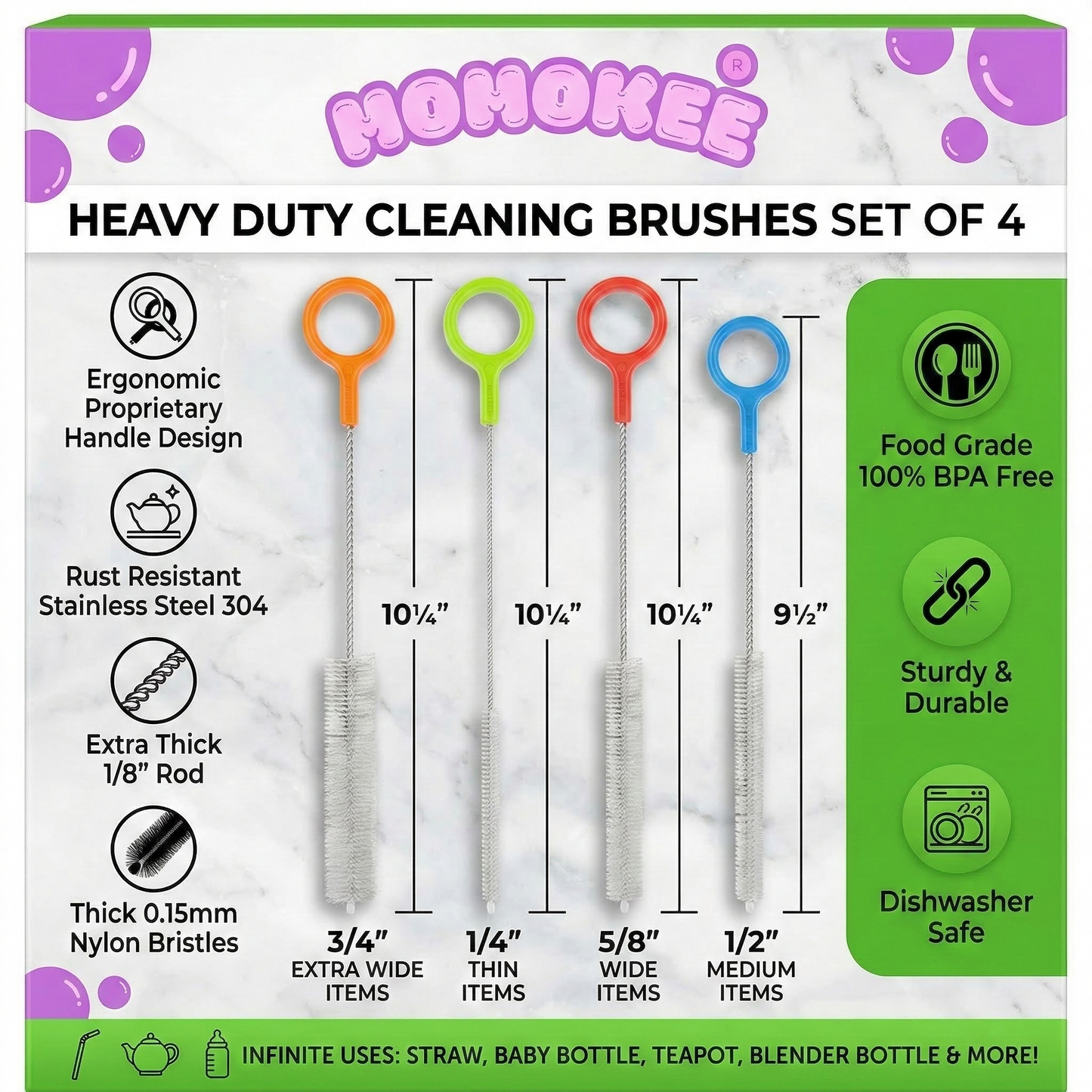Momokee® Heavy Duty Cleaning Brushes Set of 4