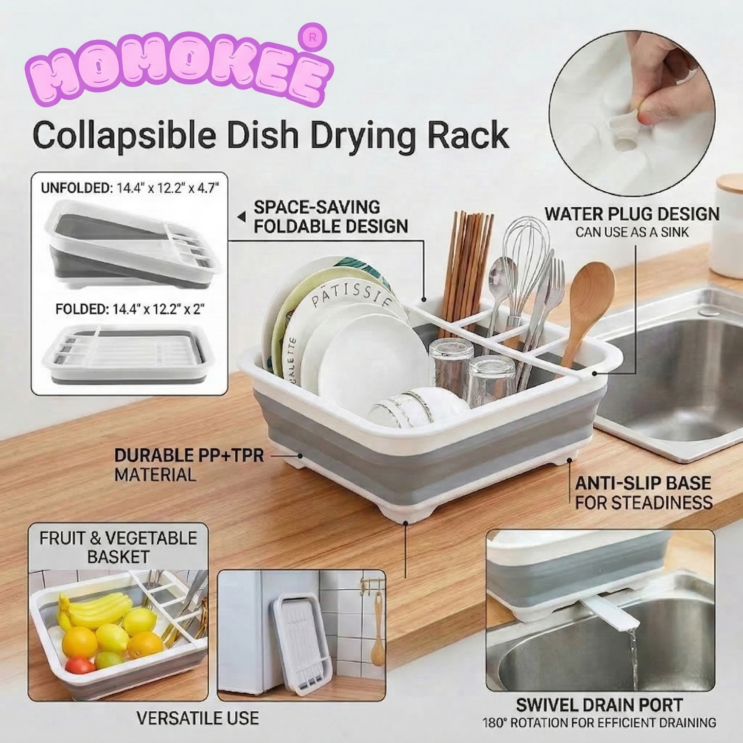 Momokee® Collapsible Dish Drying Rack