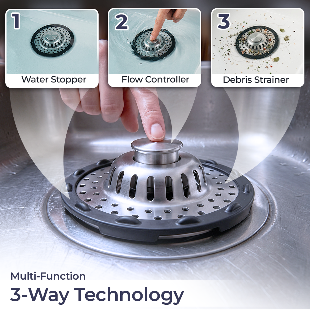 momokee® Universal 3-in-1 Pop-up Sink Stopper