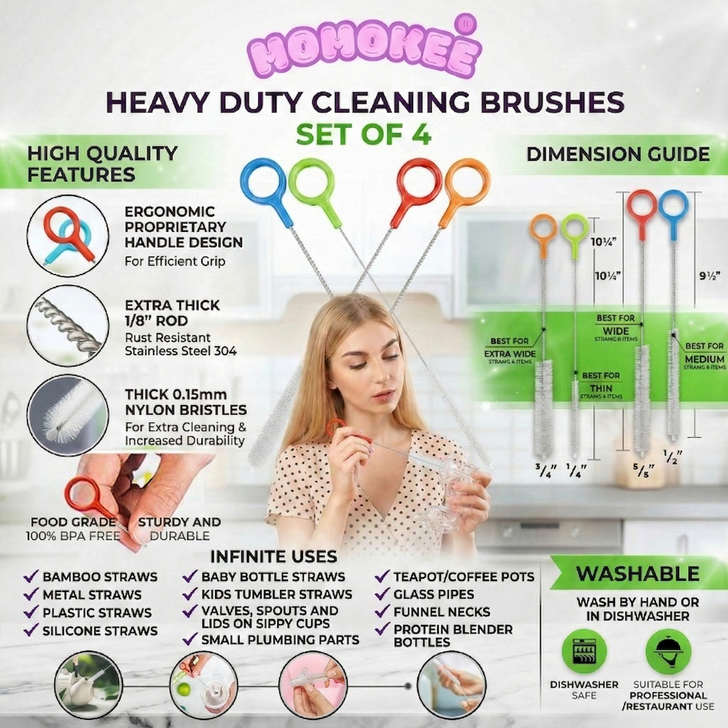 Momokee® Heavy Duty Cleaning Brushes Set of 4