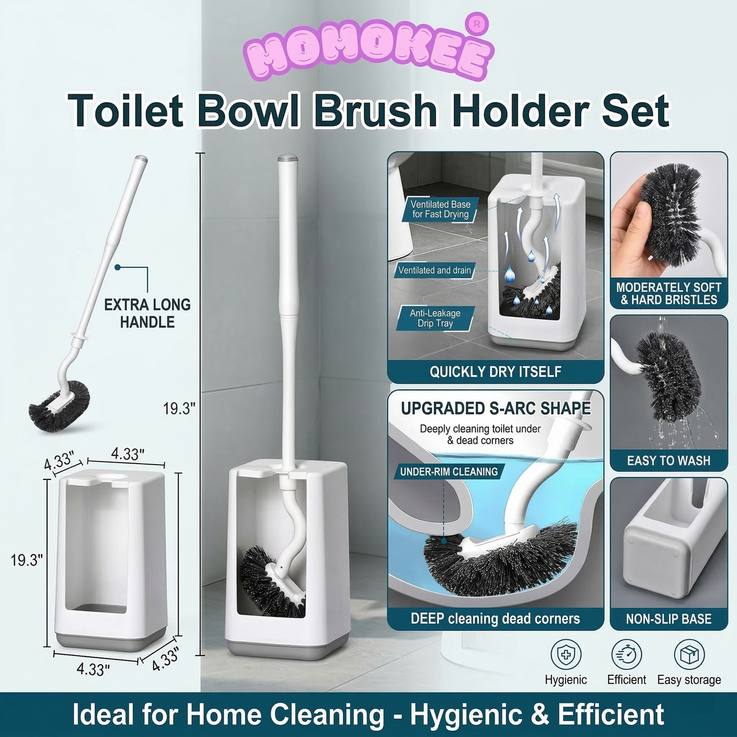 Momokee® Toilet Bowl Brush Holder Set