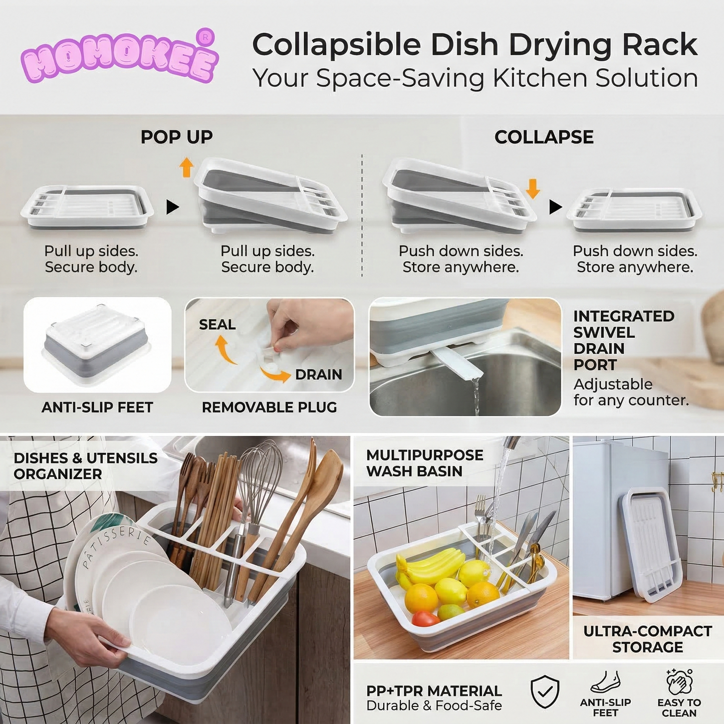 Momokee® Collapsible Dish Drying Rack