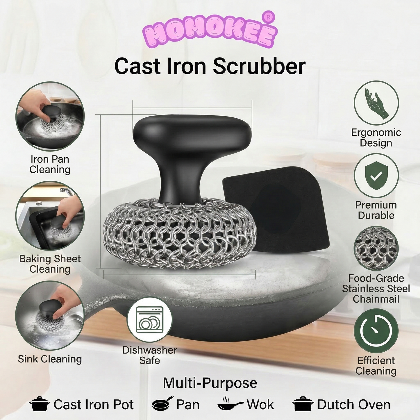 Momokee® Cast Iron Scrubber