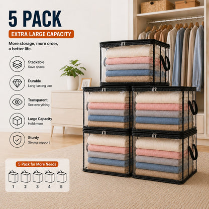 ✅ Momokee® Portable Large Heavy-Duty Thick Plastic Clear Storage Box