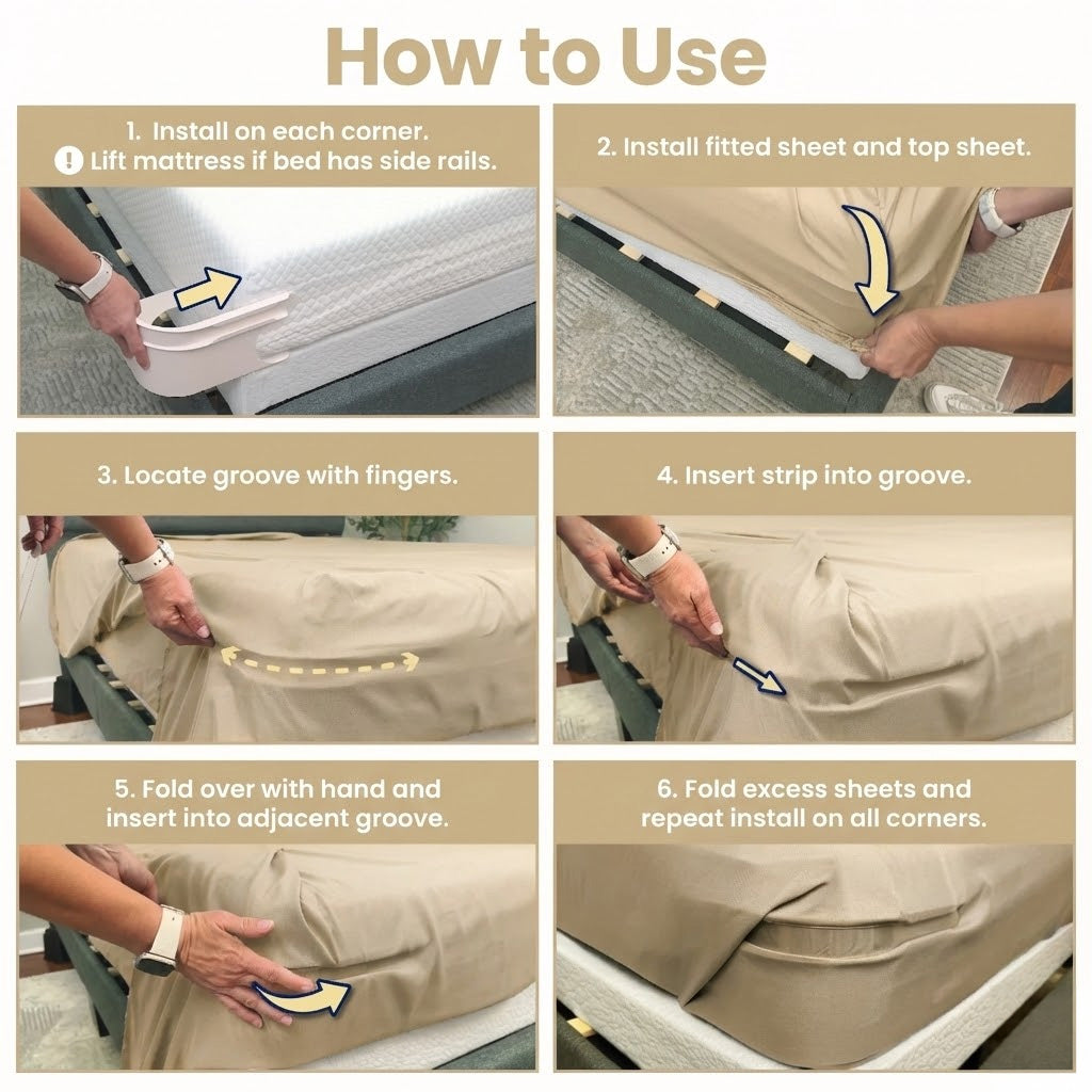 momokee® Fitted Bed Sheet Holders Firm Sheet Grip 𝘸𝘪𝘵𝘩 𝘐𝘯𝘷𝘪𝘴𝘪𝘣𝘭𝘦 𝘚𝘵𝘳𝘪𝘱𝘴
