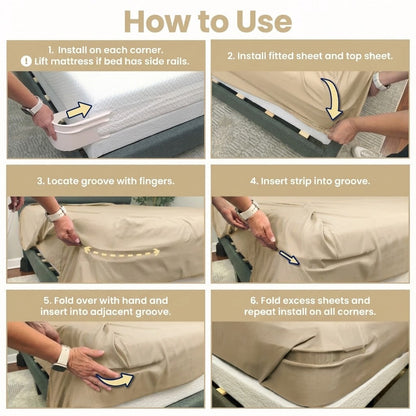 momokee® Fitted Bed Sheet Holders Firm Sheet Grip 𝘸𝘪𝘵𝘩 𝘐𝘯𝘷𝘪𝘴𝘪𝘣𝘭𝘦 𝘚𝘵𝘳𝘪𝘱𝘴