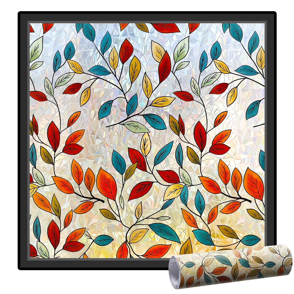Momokee® Floral Glass Rainbow Window Film 17.5 x 47.2 Inch