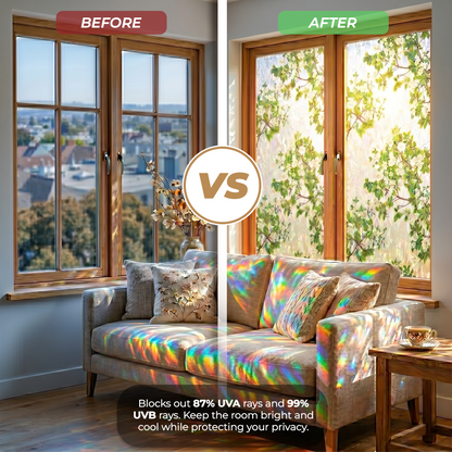 Momokee® Floral Glass Rainbow Window Film 17.5 x 47.2 Inch