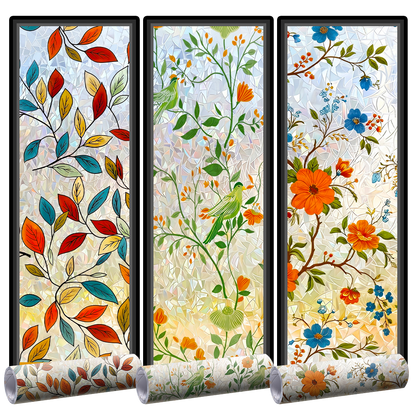 Momokee® Floral Glass 𝐑𝐚𝐢𝐧𝐛𝐨𝐰 Window Film