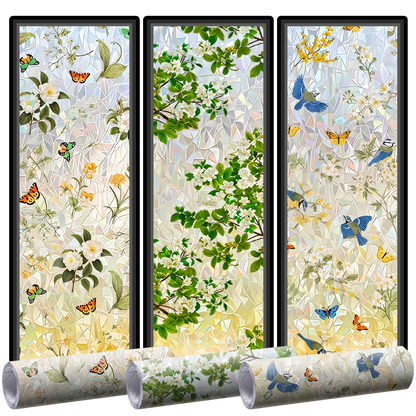 Momokee® Floral Glass 𝐑𝐚𝐢𝐧𝐛𝐨𝐰 Window Film