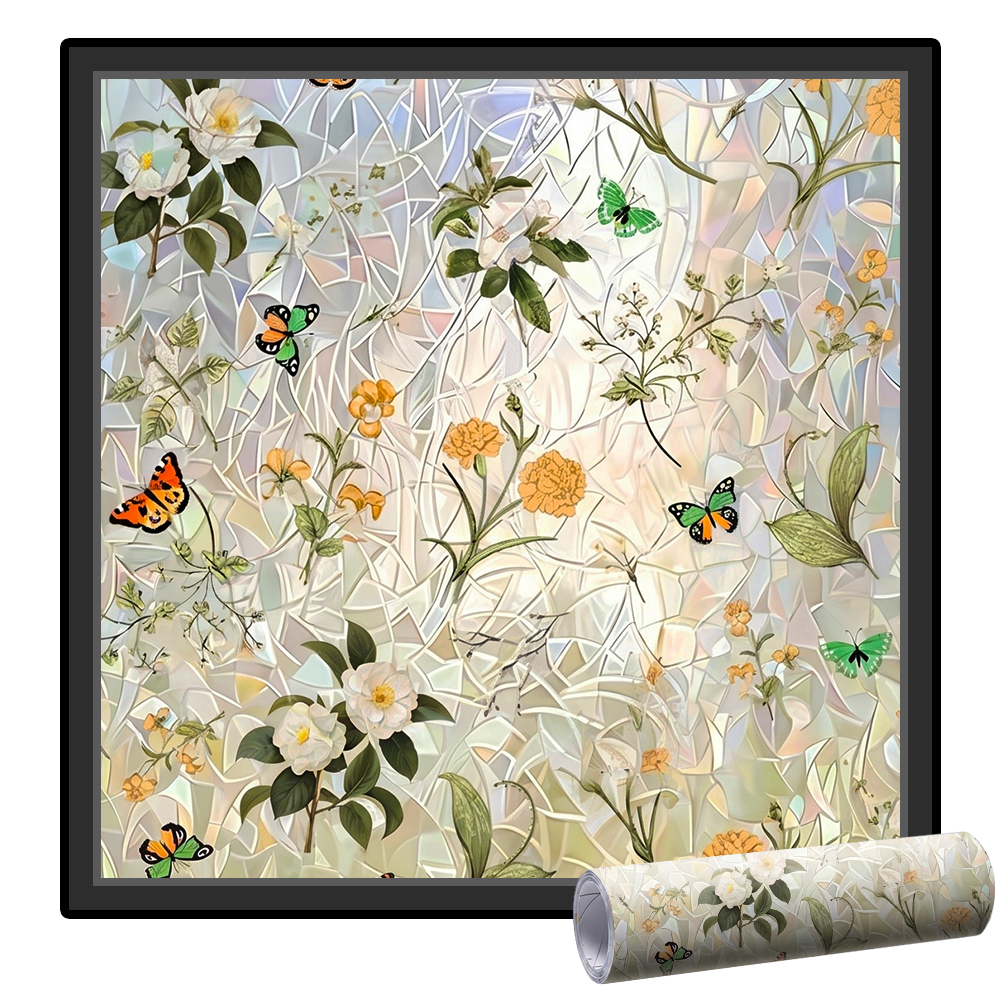 Momokee® Floral Glass Rainbow Window Film 17.5 x 47.2 Inch
