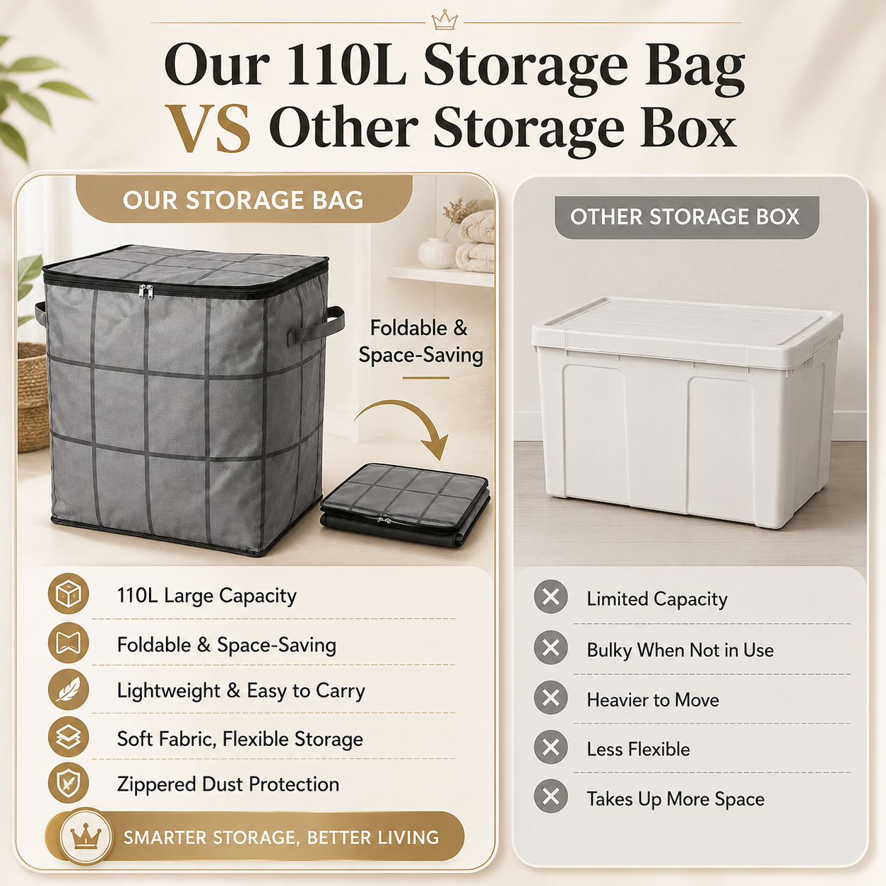 momokee® XXL Foldable Easy Move Storage Bag with Handles