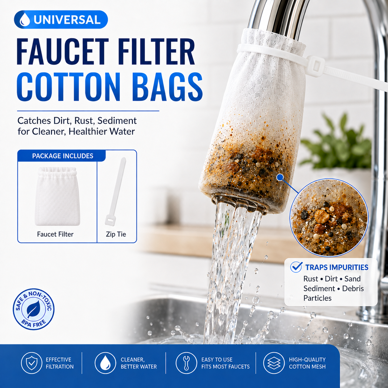 momukee® Faucet Filter with Zip Tie