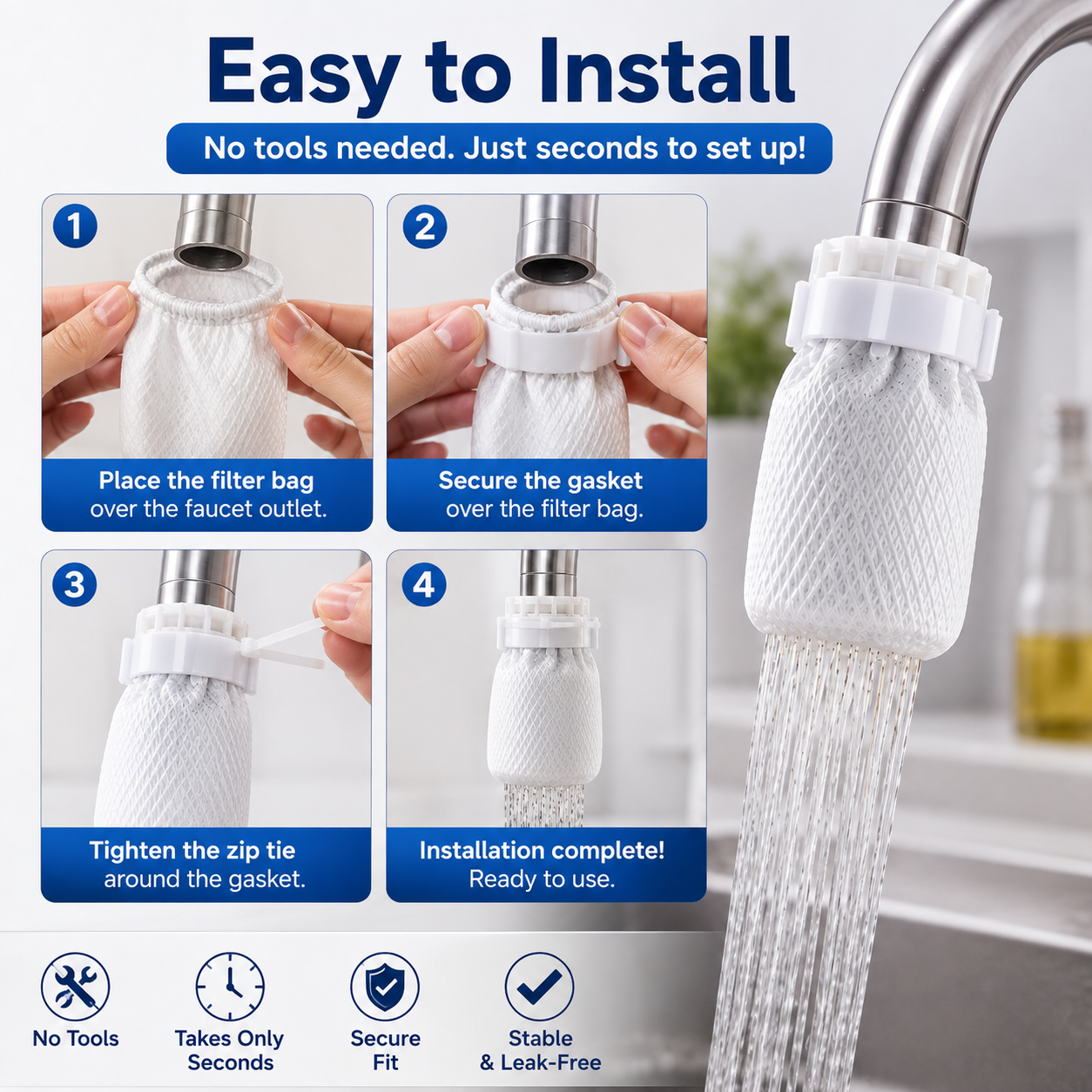 momukee® Faucet Filter with Zip Tie