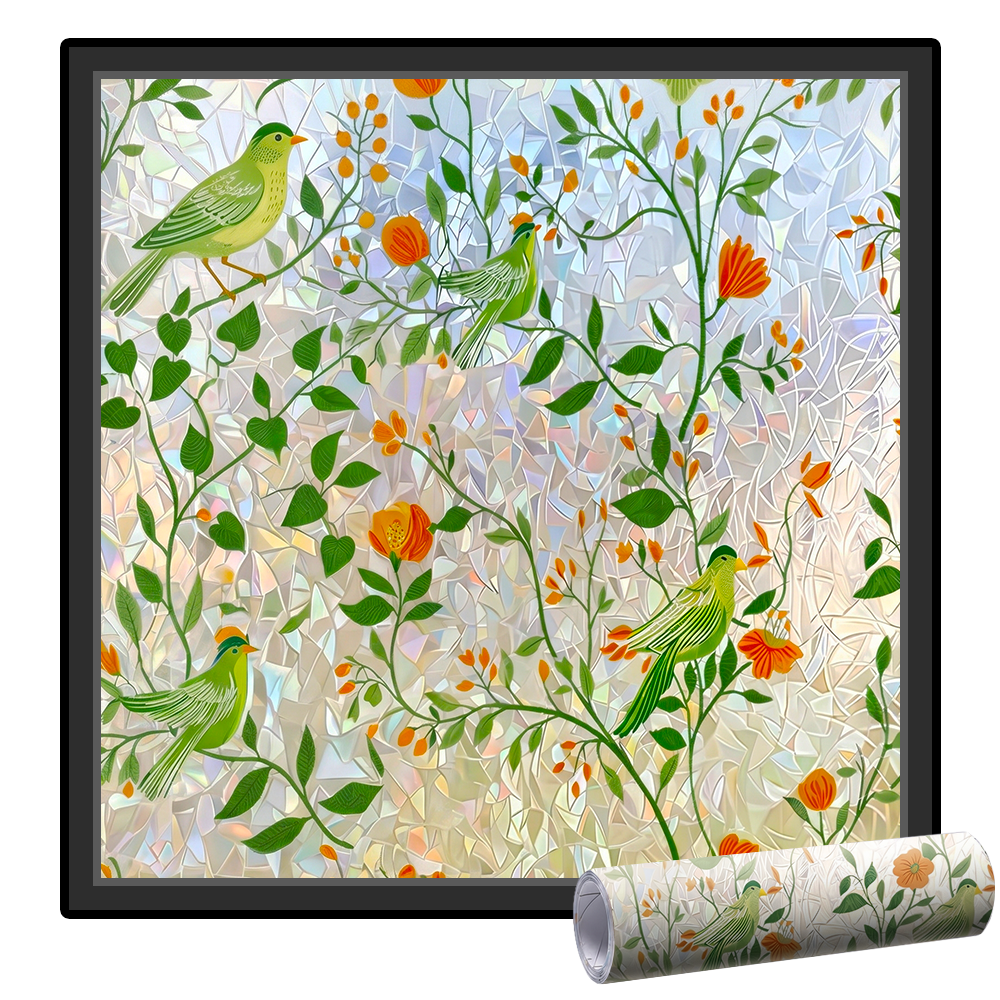Momokee® Floral Glass Rainbow Window Film 17.5 x 47.2 Inch
