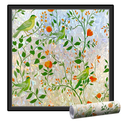 Momokee® Floral Glass Rainbow Window Film 17.5 x 47.2 Inch