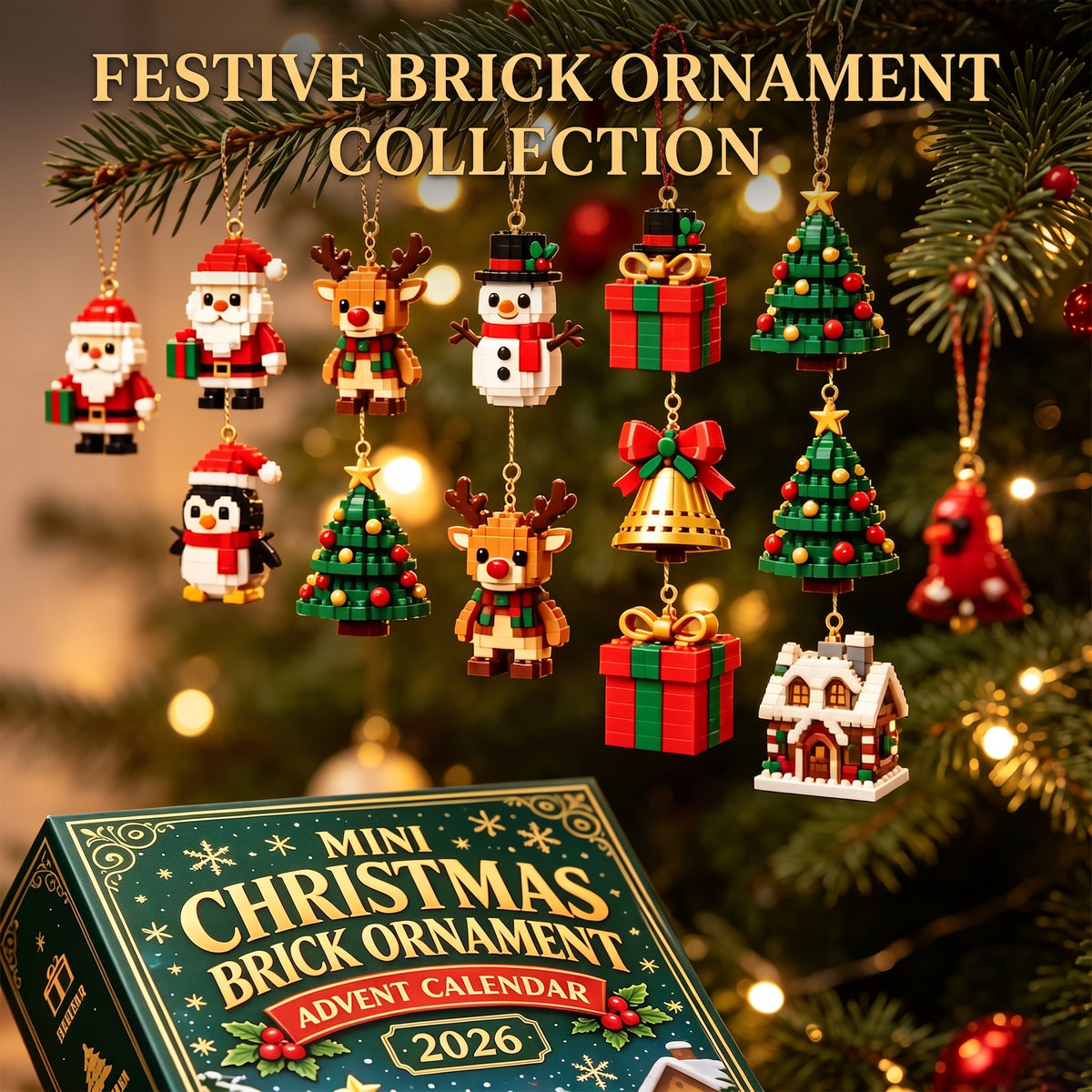 Mini 3D Christmas Brick Ornament 24-Days Countdown Gift