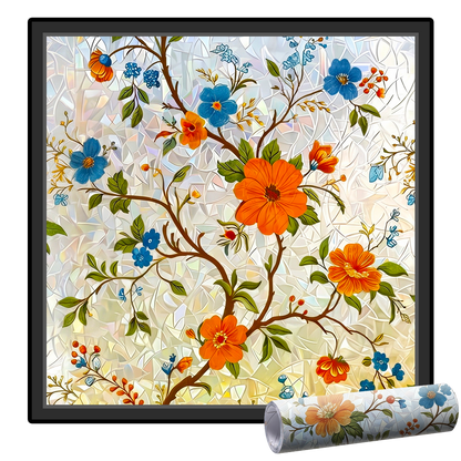 Momokee® Floral Glass Rainbow Window Film 17.5 x 47.2 Inch