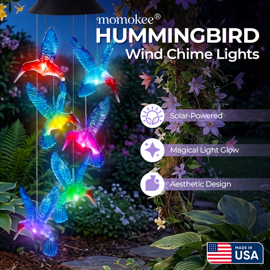 momokee® Hummingbird Wind Chime Solar Lights