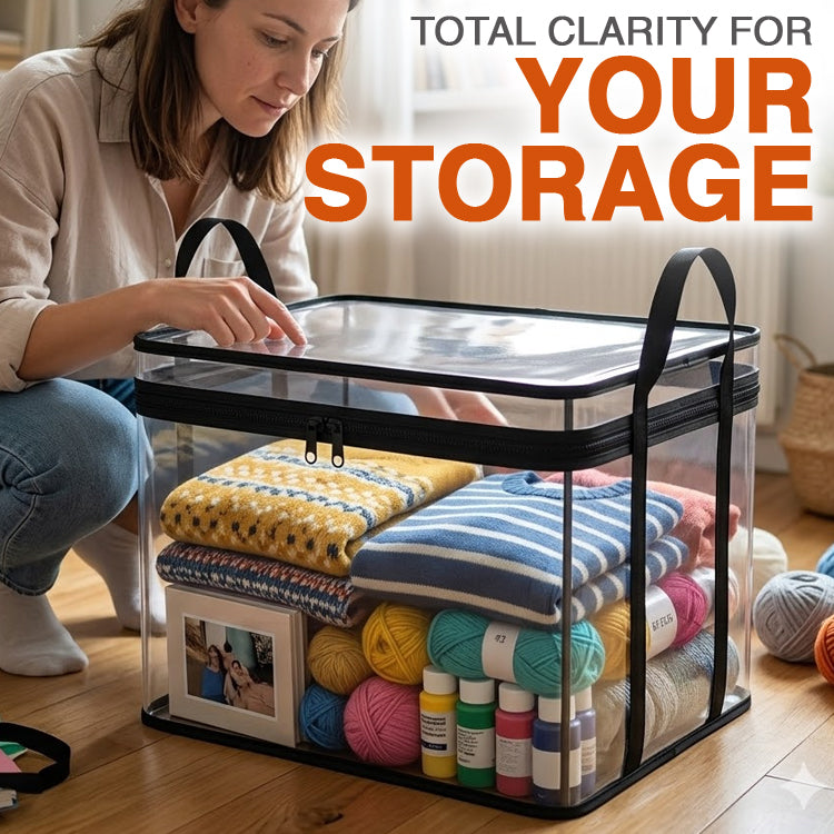 Momokee® Portable Large Heavy-Duty Thick Plastic Clear Storage Box