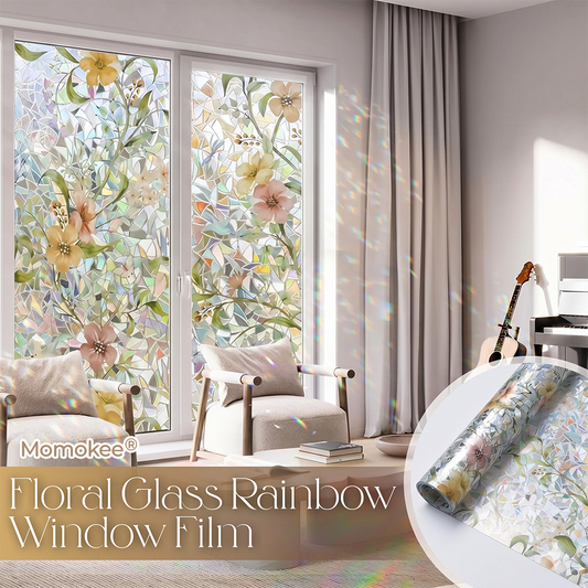 Momokee® Floral Glass Rainbow Window Film 17.5 x 47.2 Inch