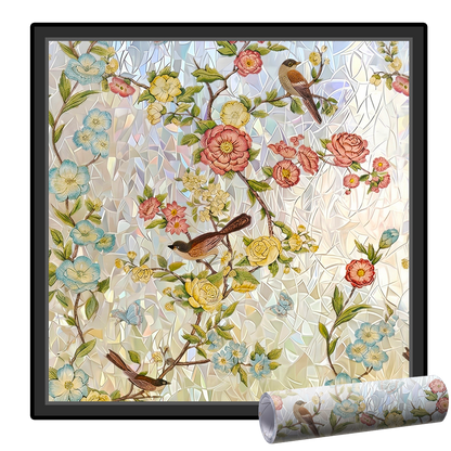 Momokee® Floral Glass Rainbow Window Film 17.5 x 47.2 Inch