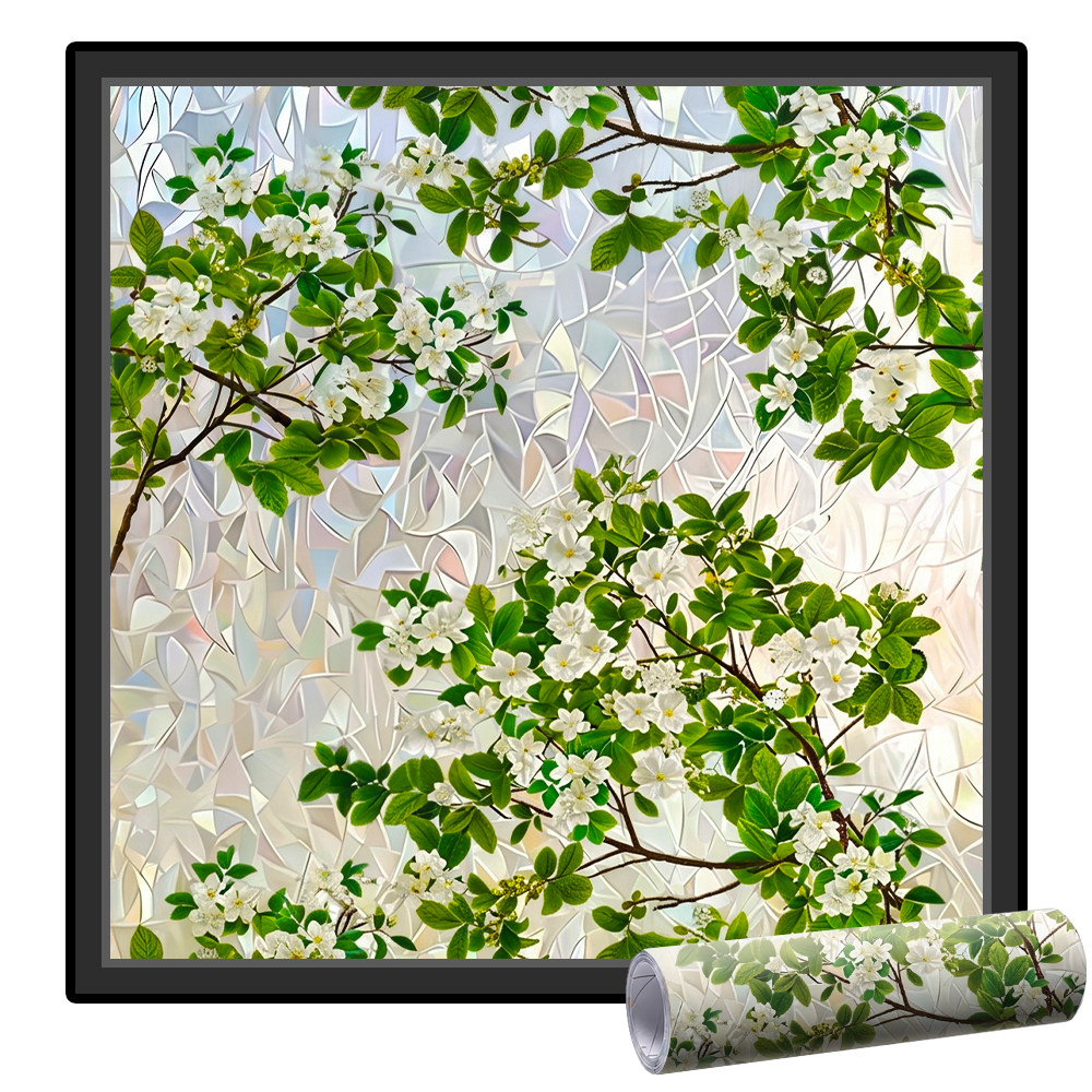 Momokee® Floral Glass Rainbow Window Film 17.5 x 47.2 Inch