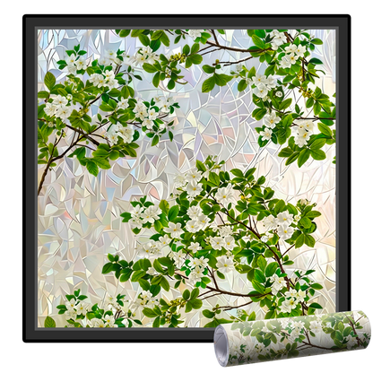 Momokee® Floral Glass Rainbow Window Film 17.5 x 47.2 Inch