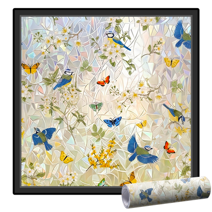 Momokee® Floral Glass Rainbow Window Film 17.5 x 47.2 Inch
