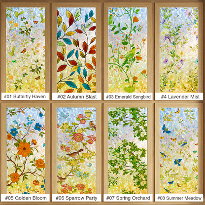 Momokee® Floral Glass Rainbow Window Film 17.5 x 47.2 Inch