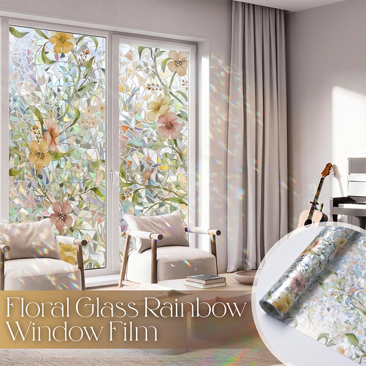 momukee® Floral Glass Rainbow Window Film 17.5 x 47.2 Inch
